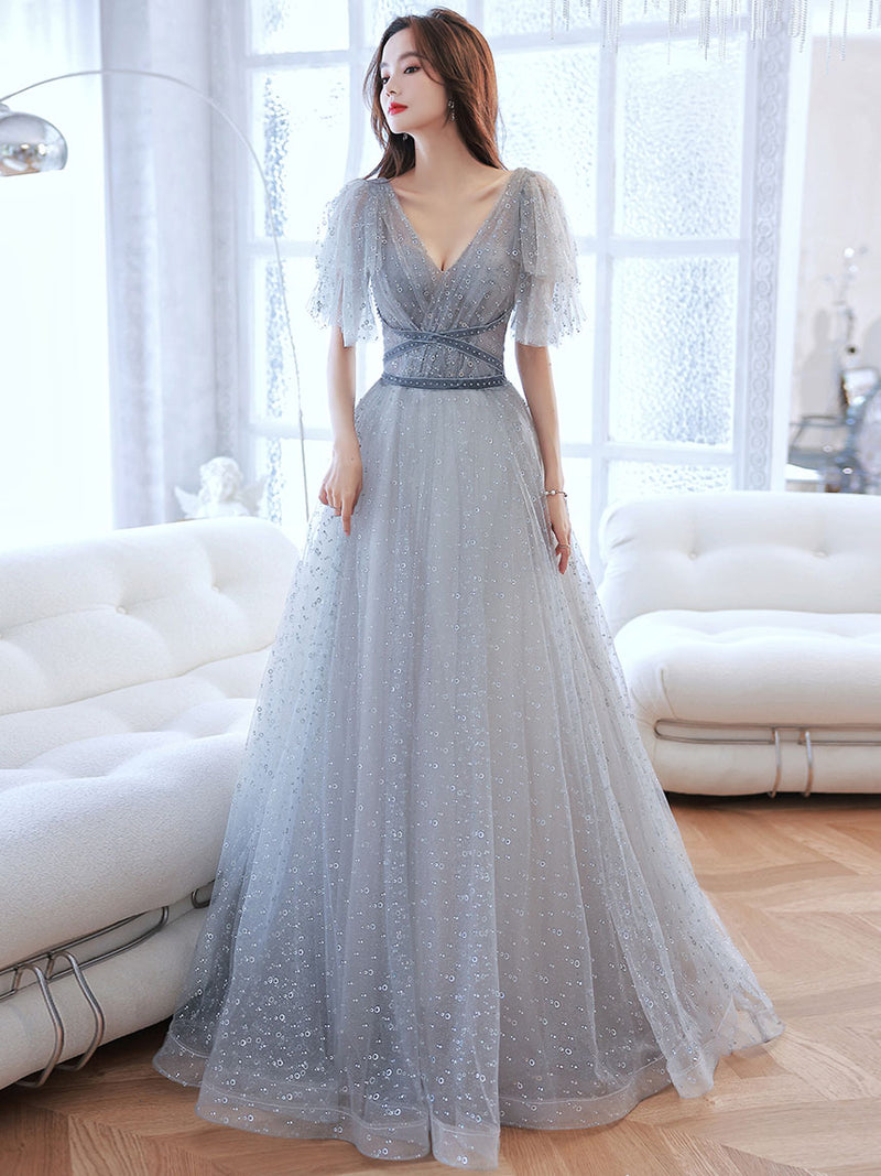 grey prom dress